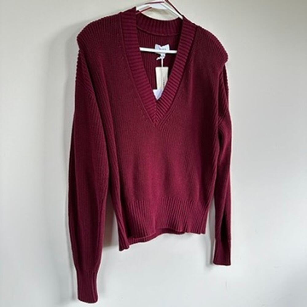 Pistola Camille Strong Shoulder Vneck Pullover Knit Sweater Long Sleeve - Picture 6 of 11